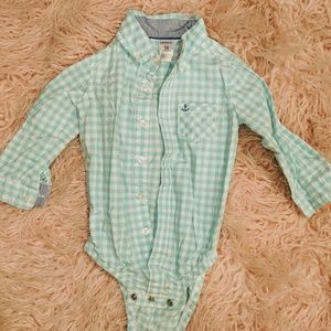 EUC! Teal Carter's 18M Boys Dress Shirt Onsie